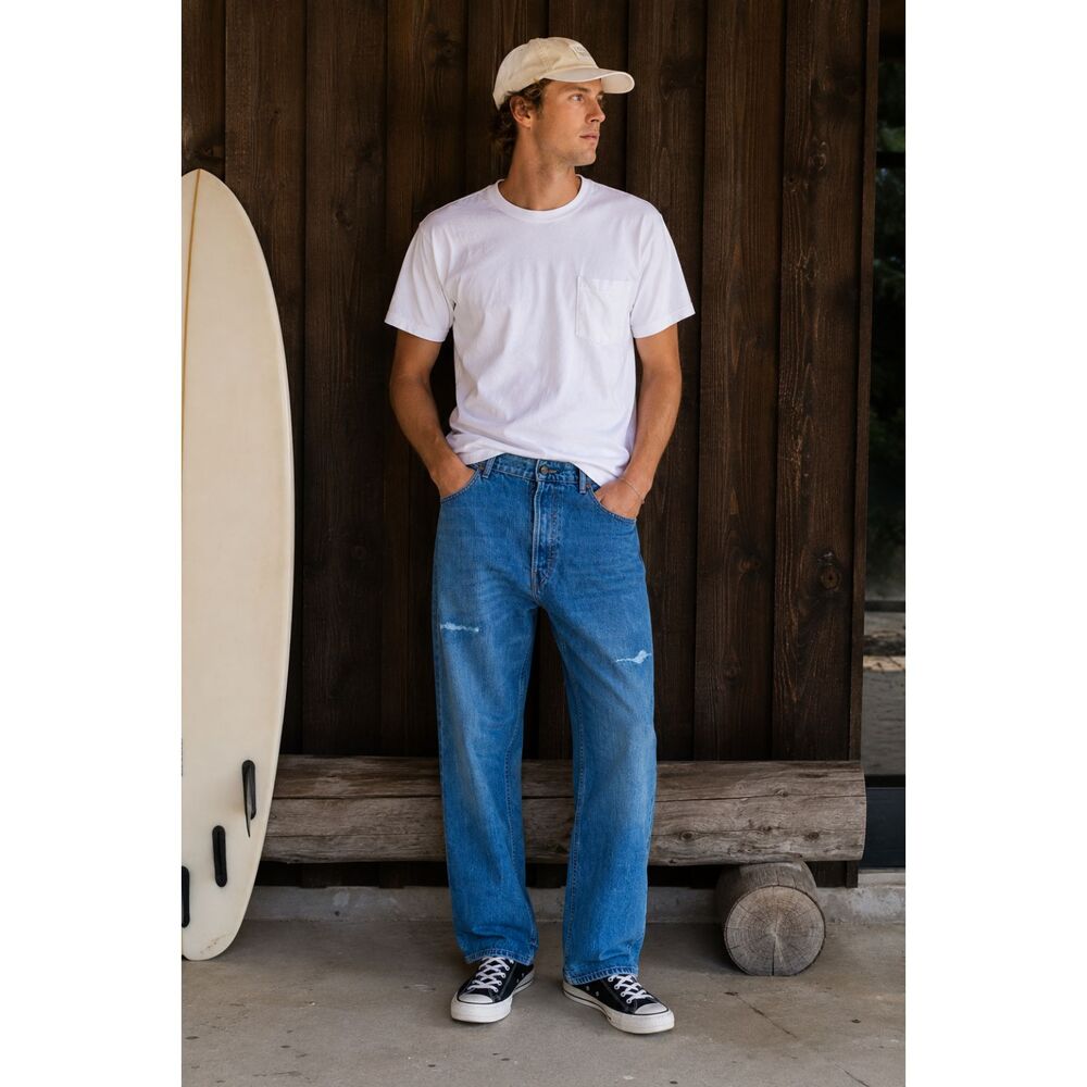Carson Wach Blue Denim Straight Jeans Pants Trousers Mens Size 32